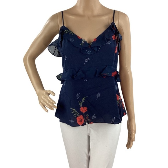 Joie Aisling Cami Midnight Floral Ruffle Tier Top Size 6 - Picture 1 of 7